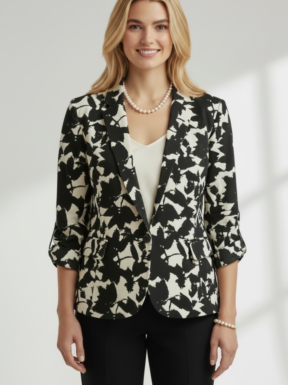 Coldwater Creek Black and White Abstract Women's Jacket